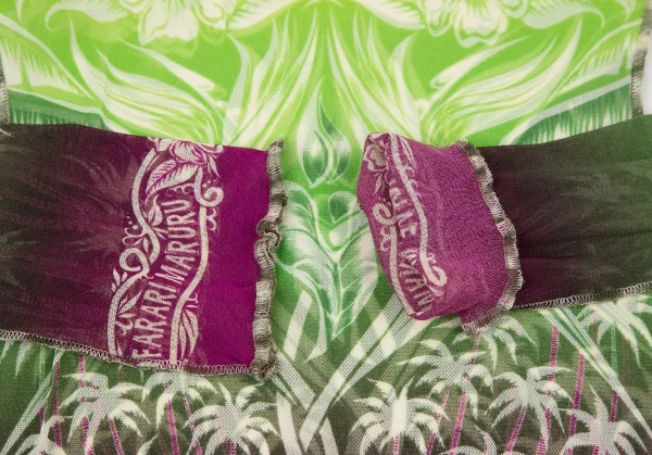 ジャンポールゴルチエ ファムJean Paul GAULTIER FEMME ハイビスカスプリントグラデーションパワーネットカットソー 黄緑紫40 K-105625_005