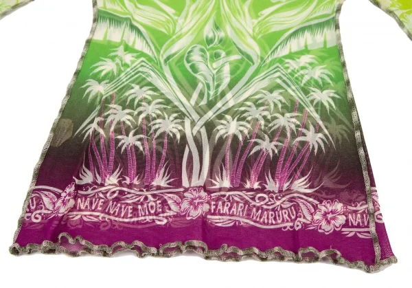 ジャンポールゴルチエ ファムJean Paul GAULTIER FEMME ハイビスカスプリントグラデーションパワーネットカットソー 黄緑紫40 K-105625_006