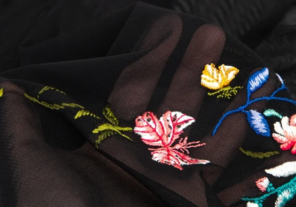 ジャンポールゴルチエ ファムJean Paul GAULTIER FEMME フラワー刺繍パワーネットカットソー 黒40 K-105627_013