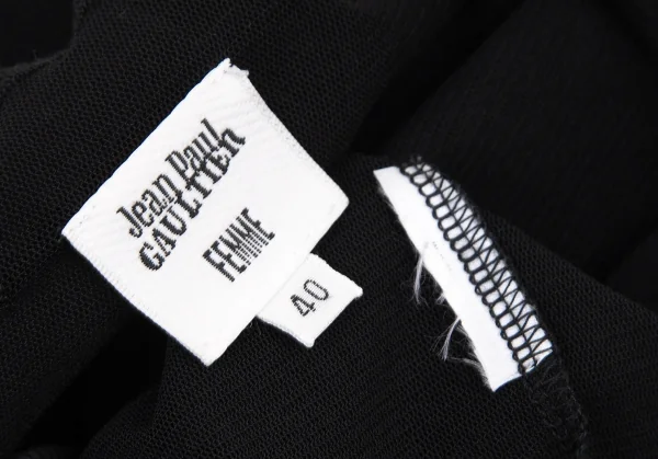 ジャンポールゴルチエ ファムJean Paul GAULTIER FEMME フラワー刺繍パワーネットカットソー 黒40 K-105627_015