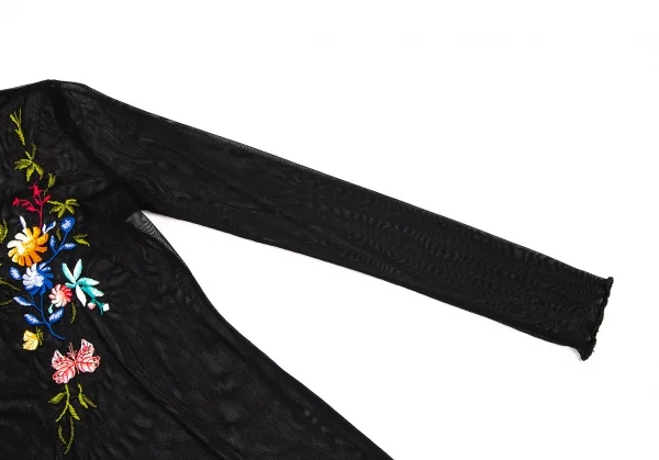ジャンポールゴルチエ ファムJean Paul GAULTIER FEMME フラワー刺繍パワーネットカットソー 黒40 K-105627_005