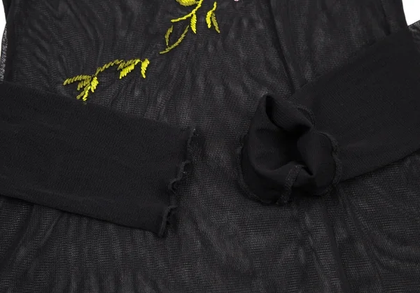 ジャンポールゴルチエ ファムJean Paul GAULTIER FEMME フラワー刺繍パワーネットカットソー 黒40 K-105627_006