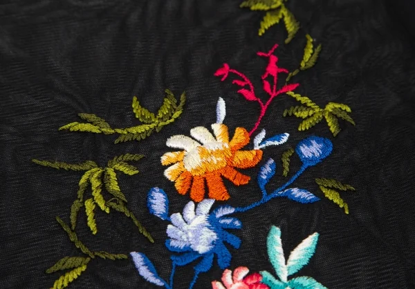 ジャンポールゴルチエ ファムJean Paul GAULTIER FEMME フラワー刺繍パワーネットカットソー 黒40 K-105627_007