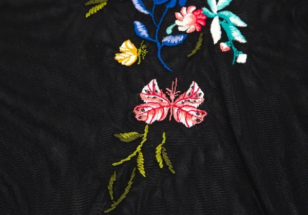 ジャンポールゴルチエ ファムJean Paul GAULTIER FEMME フラワー刺繍パワーネットカットソー 黒40 K-105627_008