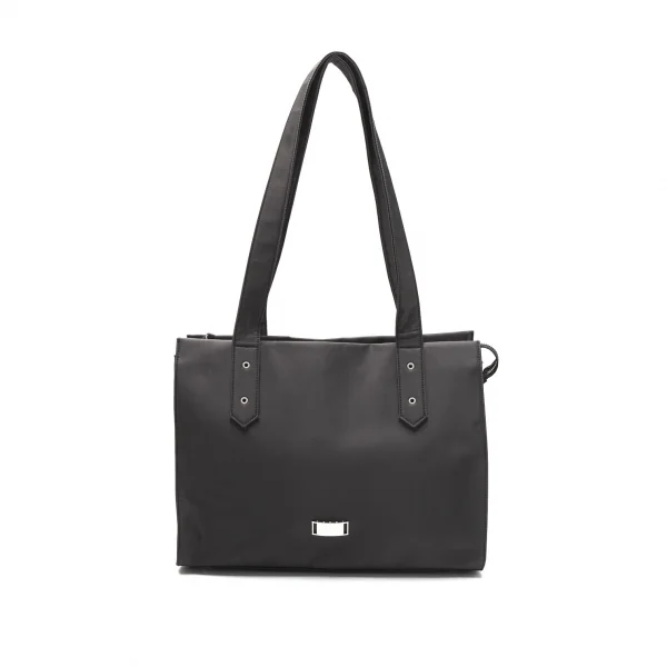 Jean Paul GAULTIER Metal Logo plate Tote Bag Charcoal  K-105639_001