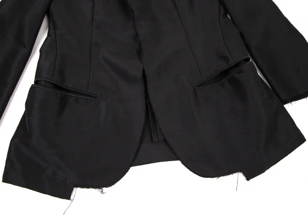 ヨウジヤマモト ファムYohji Yamamoto FEMME モヘヤシルク裁ち切りパフスリーブジャケット 黒1 K-105657_010