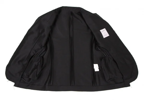 ヨウジヤマモト ファムYohji Yamamoto FEMME モヘヤシルク裁ち切りパフスリーブジャケット 黒1 K-105657_013