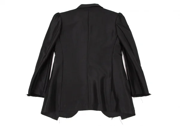 ヨウジヤマモト ファムYohji Yamamoto FEMME モヘヤシルク裁ち切りパフスリーブジャケット 黒1 K-105657_014