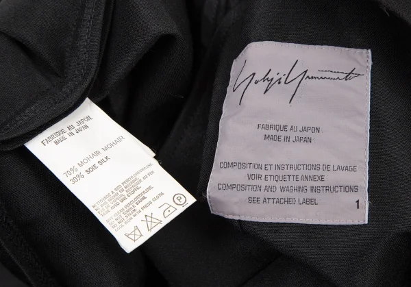 ヨウジヤマモト ファムYohji Yamamoto FEMME モヘヤシルク裁ち切りパフスリーブジャケット 黒1 K-105657_016