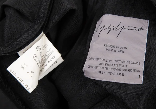 ヨウジヤマモト ファムYohji Yamamoto FEMME モヘヤシルク裁ち切りパフスリーブジャケット 黒1 K-105657_017