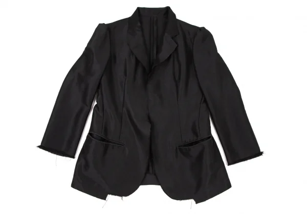 ヨウジヤマモト ファムYohji Yamamoto FEMME モヘヤシルク裁ち切りパフスリーブジャケット 黒1 K-105657_002