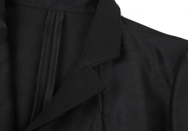 ヨウジヤマモト ファムYohji Yamamoto FEMME モヘヤシルク裁ち切りパフスリーブジャケット 黒1 K-105657_007