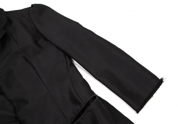 ヨウジヤマモト ファムYohji Yamamoto FEMME モヘヤシルク裁ち切りパフスリーブジャケット 黒1 K-105657_008