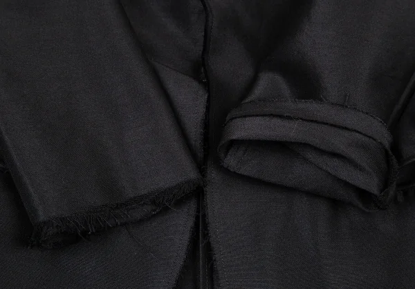 ヨウジヤマモト ファムYohji Yamamoto FEMME モヘヤシルク裁ち切りパフスリーブジャケット 黒1 K-105657_009