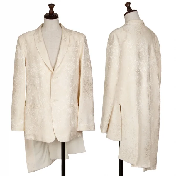ヨウジヤマモト ファムYohji Yamamoto FEMME シルクジャガードバックスリットジャケット アイボリー1 K-105658_001
