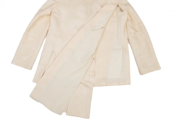 ヨウジヤマモト ファムYohji Yamamoto FEMME シルクジャガードバックスリットジャケット アイボリー1 K-105658_015