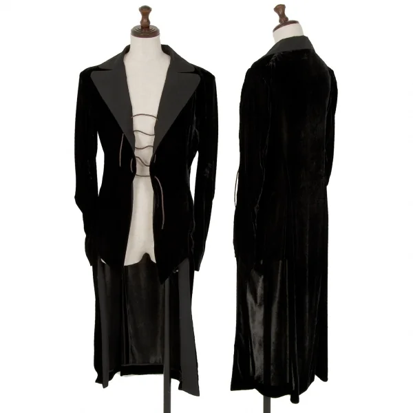 ヨウジヤマモト ファムYohji Yamamoto FEMME ベロアバックロングジャケット 黒1 K-105661_001