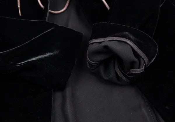ヨウジヤマモト ファムYohji Yamamoto FEMME ベロアバックロングジャケット 黒1 K-105661_009