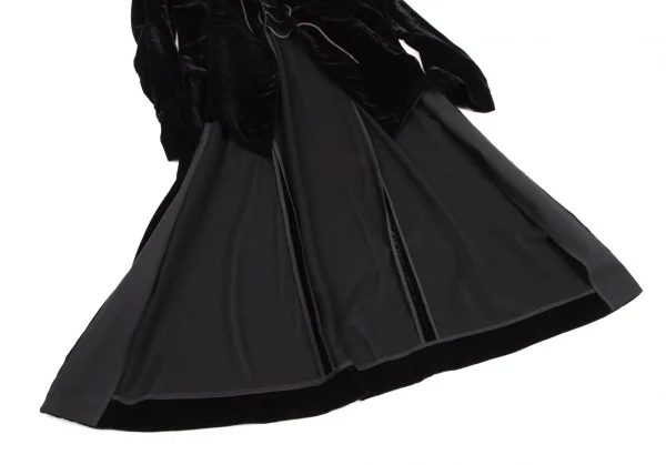 ヨウジヤマモト ファムYohji Yamamoto FEMME ベロアバックロングジャケット 黒1 K-105661_010
