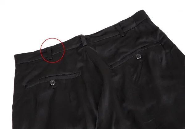 ヨウジヤマモト ファムYohji Yamamoto FEMME シルクサテンワイドタックパンツ 黒SS K-105669_011