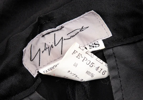 ヨウジヤマモト ファムYohji Yamamoto FEMME シルクサテンワイドタックパンツ 黒SS K-105669_015