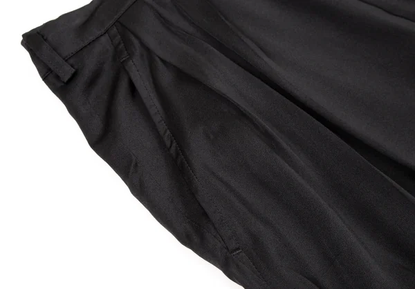 ヨウジヤマモト ファムYohji Yamamoto FEMME シルクサテンワイドタックパンツ 黒SS K-105669_005
