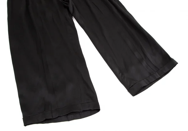 ヨウジヤマモト ファムYohji Yamamoto FEMME シルクサテンワイドタックパンツ 黒SS K-105669_008