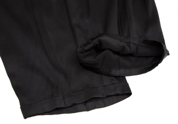 ヨウジヤマモト ファムYohji Yamamoto FEMME シルクサテンワイドタックパンツ 黒SS K-105669_009