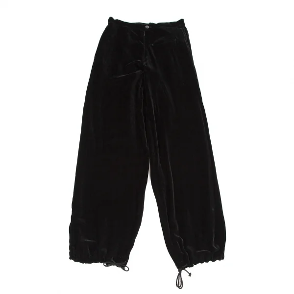 ヨウジヤマモト ファムYohji Yamamoto FEMME ベロア裾絞りパンツ 黒XS K-105675_001