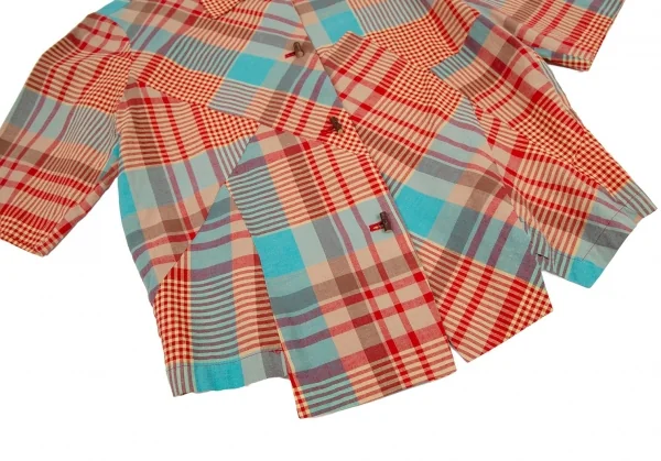ツモリチサトTSUMORI CHISATO チェック切替ウッドボタンデザイン半袖シャツ マルチM K-105677_007