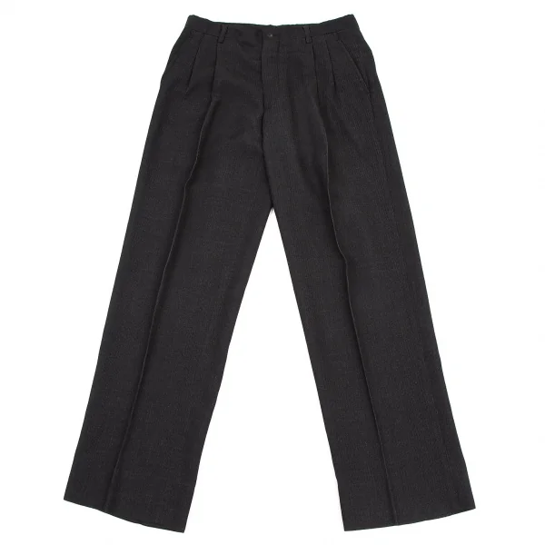イッセイミヤケ メンISSEY MIYAKE MEN リブ織りツータックパンツ チャコール2 K-105689_001