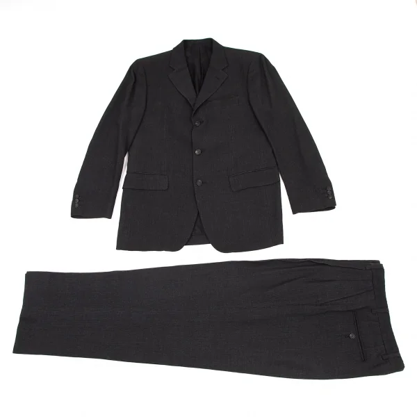 イッセイミヤケ メンISSEY MIYAKE MEN リブ織りツータックパンツ チャコール2 K-105689_013
