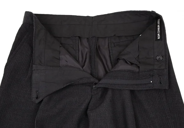 イッセイミヤケ メンISSEY MIYAKE MEN リブ織りツータックパンツ チャコール2 K-105689_003