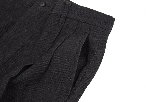 イッセイミヤケ メンISSEY MIYAKE MEN リブ織りツータックパンツ チャコール2 K-105689_005