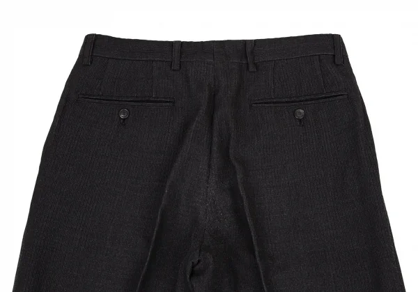 イッセイミヤケ メンISSEY MIYAKE MEN リブ織りツータックパンツ チャコール2 K-105689_009