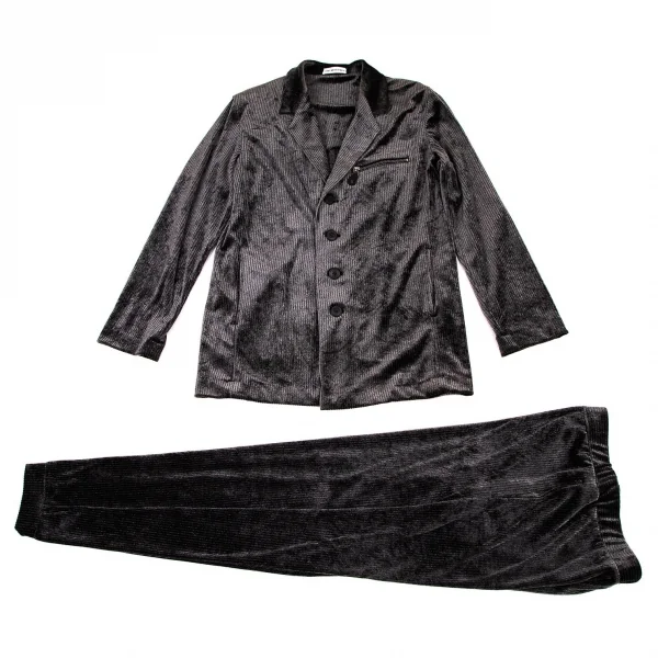 イッセイミヤケ メンISSEY MIYAKE MEN ベロアリブジャケット チャコールL K-105695_014