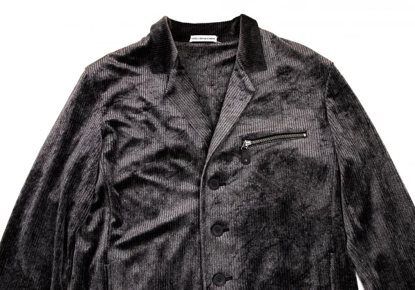 イッセイミヤケ メンISSEY MIYAKE MEN ベロアリブジャケット チャコールL K-105695_002