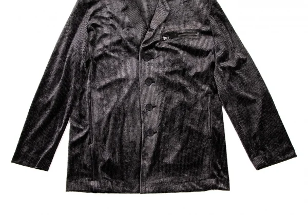 イッセイミヤケ メンISSEY MIYAKE MEN ベロアリブジャケット チャコールL K-105695_009