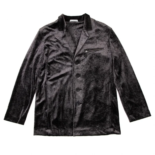 イッセイミヤケ メンISSEY MIYAKE MEN ベロアリブセットアップスーツ チャコールL K-105697_002