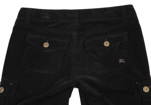 バーバリーロンドンBURBERRY LONDON コットンコーデュロイリブクロップドパンツ 黒36 K-105698_010