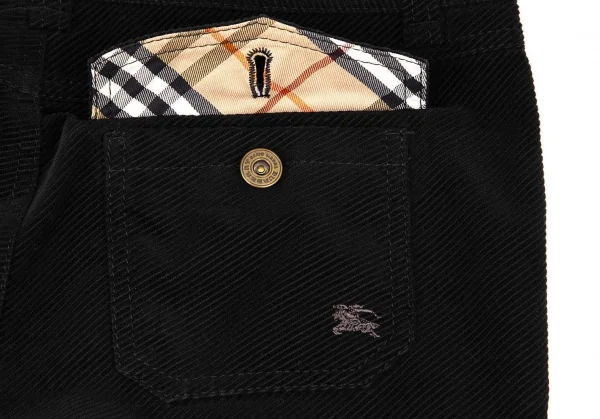 バーバリーロンドンBURBERRY LONDON コットンコーデュロイリブクロップドパンツ 黒36 K-105698_011