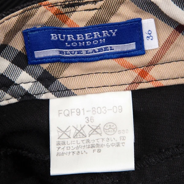 バーバリーロンドンBURBERRY LONDON コットンコーデュロイリブクロップドパンツ 黒36 K-105698_014