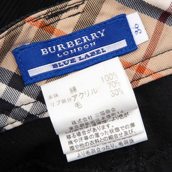 バーバリーロンドンBURBERRY LONDON コットンコーデュロイリブクロップドパンツ 黒36 K-105698_015