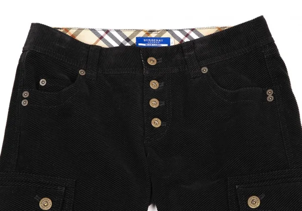 バーバリーロンドンBURBERRY LONDON コットンコーデュロイリブクロップドパンツ 黒36 K-105698_002