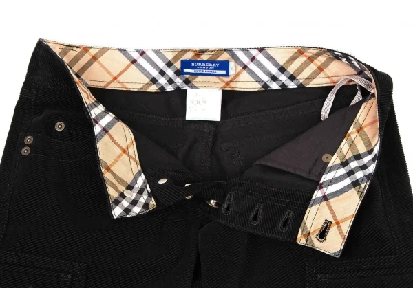 バーバリーロンドンBURBERRY LONDON コットンコーデュロイリブクロップドパンツ 黒36 K-105698_003