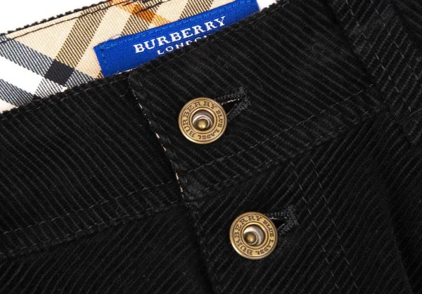 バーバリーロンドンBURBERRY LONDON コットンコーデュロイリブクロップドパンツ 黒36 K-105698_004