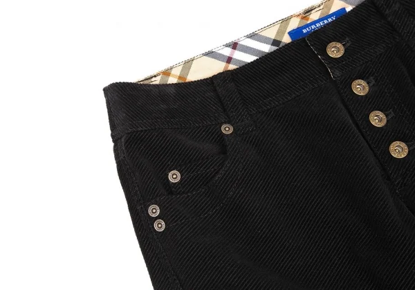 バーバリーロンドンBURBERRY LONDON コットンコーデュロイリブクロップドパンツ 黒36 K-105698_005