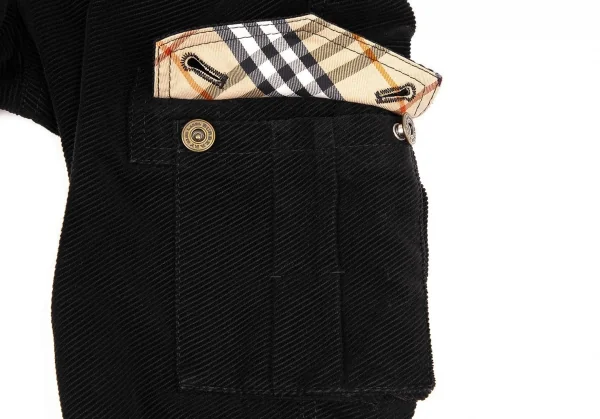バーバリーロンドンBURBERRY LONDON コットンコーデュロイリブクロップドパンツ 黒36 K-105698_006