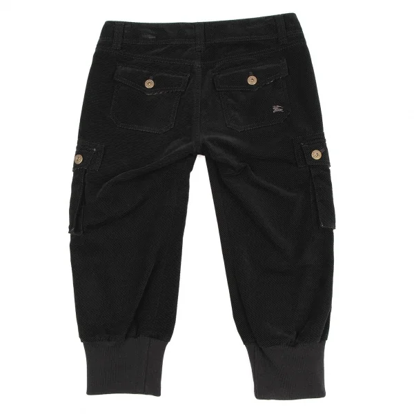 バーバリーロンドンBURBERRY LONDON コットンコーデュロイリブクロップドパンツ 黒36 K-105698_009