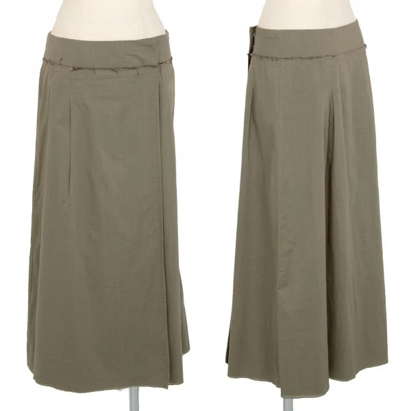 ギャルリーヴィーGALERIE VIE コットンウエスト断ち切りラップスカート カーキ1 K-105701_001